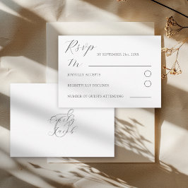 Minimalistische graue und weiße Hochzeit RSVP Karte