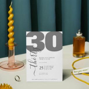 Minimalistische Graukalligraphie Geburtstagseinlad Einladung