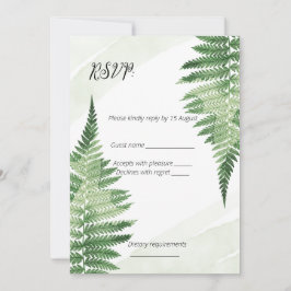 Minimalistische Green Fern Wedding RSVP-Karte Einladung