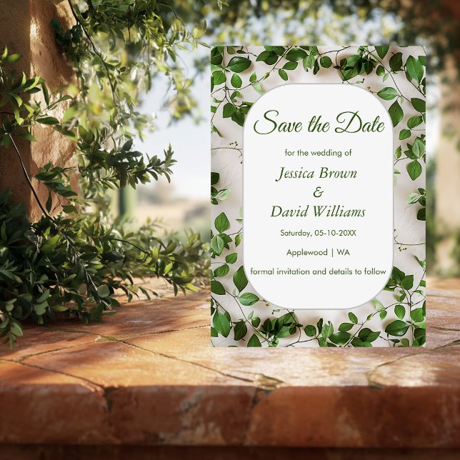 Minimalistische Green Foliage Save the Date Einladung (Von Creator hochgeladen)