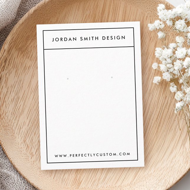 Minimalistische Grenz-Ohrkarten Visitenkarte (Minimalist border simple white earring cards)