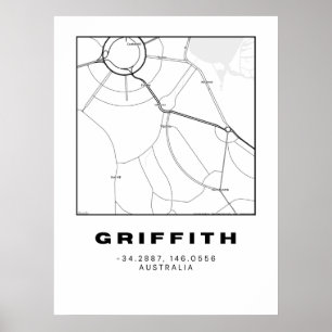 Minimalistische Griffith-Karte mit Koordinaten   S Poster