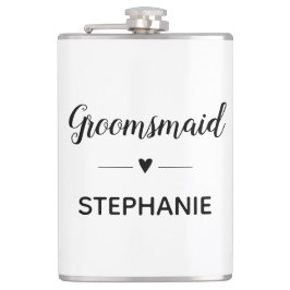 Minimalistische Groomsmaid mit Name Script Hochzei Flachmann