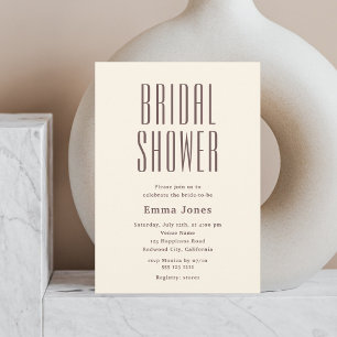 Minimalistische große Sans Serif Beige Brautparty Einladung