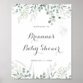 Minimalistische Grünanlage Eucalyptus Baby Dusche Poster