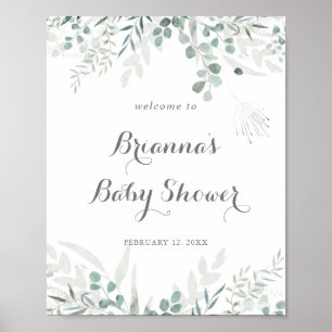 Minimalistische Grünanlage Eucalyptus Baby Dusche  Poster