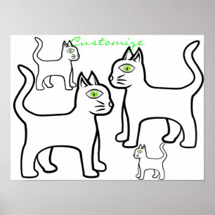 Minimalistische Grünaugenkatze Thunder_Cove Poster