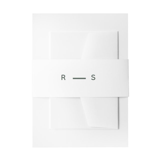 Minimalistische Grünbrauengroom-Monogramm-Hochzeit Einladungsbanderole (Vorderseite Beispiel)