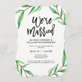 Minimalistische grüne Blätter auf Weiß | Wir sind Einladung