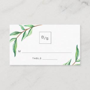 Minimalistische grüne Blätter Hochzeitskarten Platzkarte