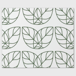 Minimalistische grüne Blattlinienkunst Geschenkpapier