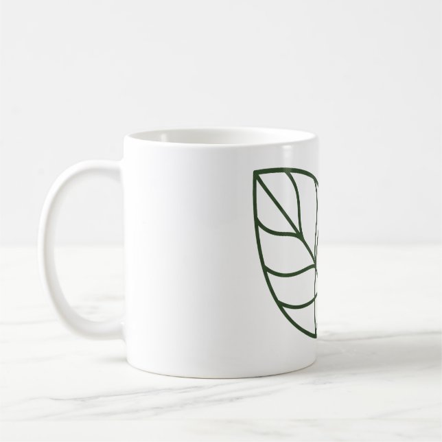 Minimalistische grüne Blattlinienkunst  Kaffeetasse (Links)