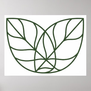 Minimalistische grüne Blattlinienkunst Poster