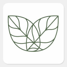 Minimalistische grüne Blattlinienkunst Quadratischer Aufkleber
