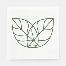 Minimalistische grüne Blattlinienkunst Serviette