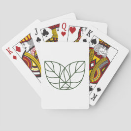 Minimalistische grüne Blattlinienkunst Spielkarten