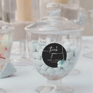 Minimalistische grüne Blume danke Ihnen Hochzeit Runder Aufkleber