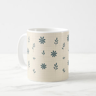 Minimalistische grüne Blumen-Klassikermug Kaffeetasse