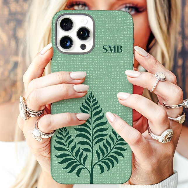 Minimalistische grüne Botanische Monogramm Case-Mate iPhone Hülle (Von Creator hochgeladen)