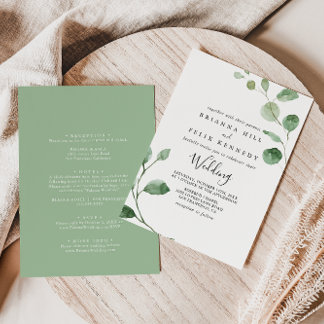 Minimalistische grüne Eukalyptus-Hochzeit Einladung