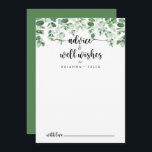 Minimalistische Grüne Eukalyptus-Hochzeitsgebiete Hinweiskarte<br><div class="desc">Diese minimalistisch grüne Eukalyptus Hochzeit auch Wünsche Beratung Karte ist perfekt für eine rustikale Hochzeit. Das Design ist mit handgemalten Aquarellgrün Eukalyptus, inspirierend natürliche Schönheit. Diese Karten sind ideal für Hochzeiten, Brautparty, Babydusche, Graduiertenfest u.v.m. Personalisieren Sie die Karten mit den Namen der Braut und Bräutigam, den Eltern, die Sie werden...</div>