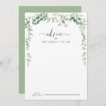 Minimalistische grüne Eukalyptus-Hochzeitsratenkar Hinweiskarte<br><div class="desc">Diese minimalistisch grüne Eukalyptus-Hochzeitsratenkarte ist perfekt für eine moderne Hochzeit. Das Design ist mit Aquarellfarben handgezeichnet eleganten botanischen Eukalyptuszweigen und Blätter, die geometrische Rahmen schmücken. Diese Karten sind ideal für Hochzeiten, Brautparty, Babydusche, Graduiertenfest u.v.m. Personalisieren Sie die Karten mit den Namen der Braut und Bräutigam, den Eltern, die Sie werden...</div>