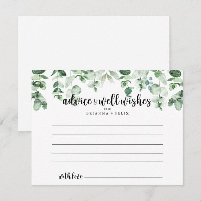 Minimalistische grüne Eukalyptus-Hochzeitsratenkar Postkarte (Vorne/Hinten)