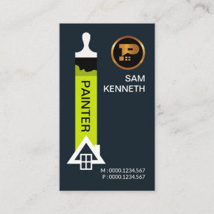 Minimalistische grüne Farben-Bürsten-weiße Visitenkarte