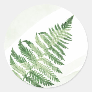 Minimalistische grüne Farn-Hochzeit Runder Aufkleber