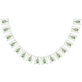 Minimalistische grüne Farn-Hochzeitstafel Wimpelkette