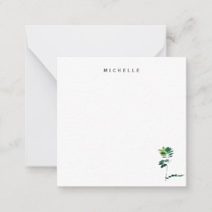 Minimalistische grüne Handarbeit Fern Personalisie Mitteilungskarte