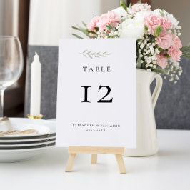 Minimalistische Grüne Hochzeit Botanische Eleganz Tischnummer