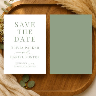 Minimalistische grüne Hochzeit-Save-the-Date-Karte Save The Date