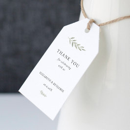 Minimalistische Grüne Hochzeits-Dankeskarte Elegan Geschenkanhänger
