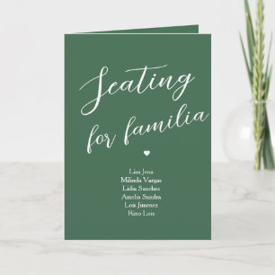 Minimalistische grüne Hochzeitssitzordnung Familie Einladung