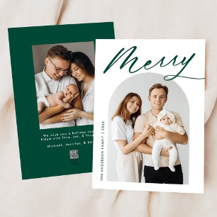 Minimalistische Grüne Merry Schrift 2 Foto Feiertagskarte