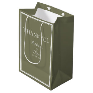 Minimalistische, grüne, mittelgroße Geschenktasc Mittlere Geschenktüte