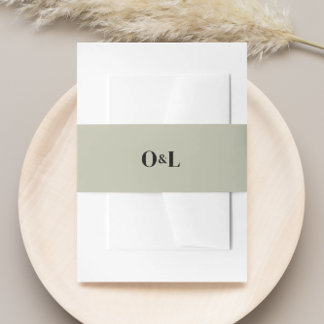 Minimalistische grüne Salbei-Monogramm-Hochzeit Einladungsbanderole