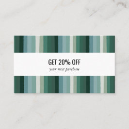 Minimalistische, grüne Streifen handgefertigt Rabattkarte