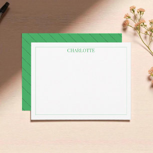 Minimalistische grüne Streifen Klassischer Chic Mo Mitteilungskarte