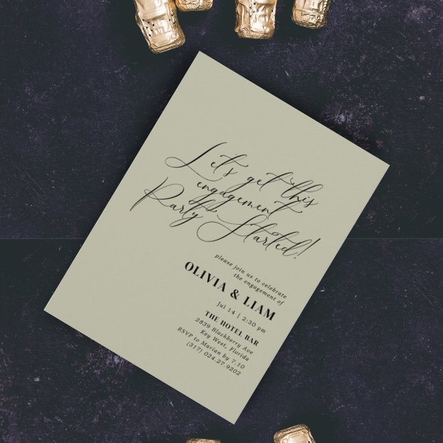 Minimalistische Grüne-Szene-Kalligrafie-Engagement Einladung (Von Creator hochgeladen)