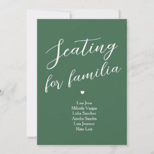 Minimalistische grüne Tischsitzordnung Familie Einladung