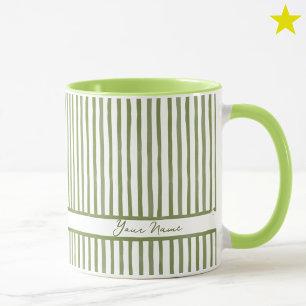 Minimalistische grüne Wasserfarben-Streifen mit in Tasse