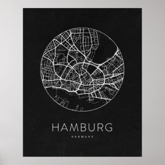 Minimalistische Hamburger Stadtkarte Poster