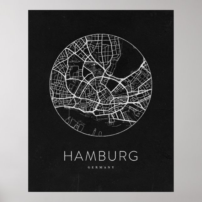 Minimalistische Hamburger Stadtkarte Poster (Vorne)
