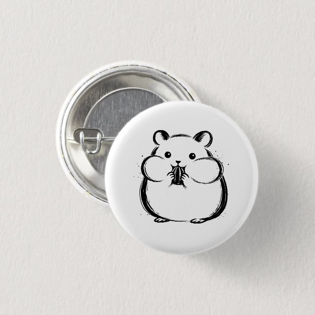 Minimalistische Hamster-Tusche-Pinselstrich-Illust Button (Vorne & Hinten)