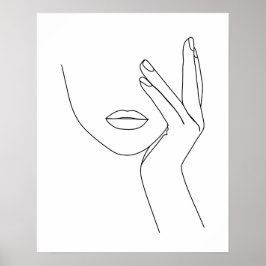 Minimalistische Hand auf Frauengesicht Art Poster