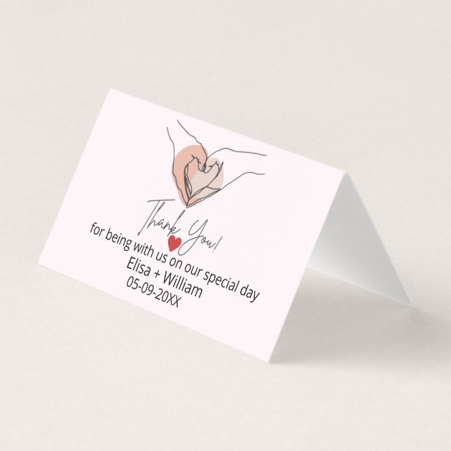 Minimalistische Hand Heart Gesture Wedding Guest G (Vorderseite)