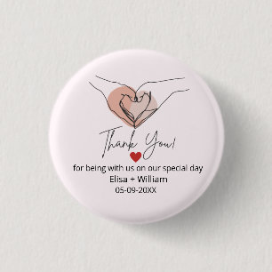 Minimalistische Hand Heart Gesture Wedding Guest G Button