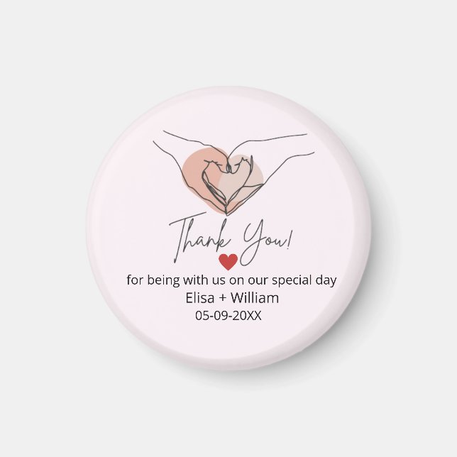 Minimalistische Hand Heart Gesture Wedding Guest G Magnet (Vorne)
